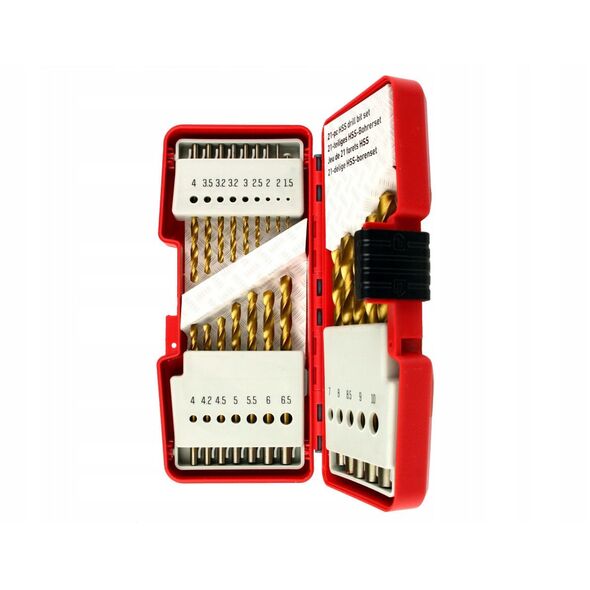 21PCS TITANIUM COATED HSS DRILL BIT SET