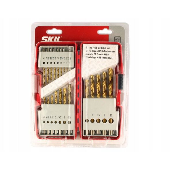 21PCS TITANIUM COATED HSS DRILL BIT SET