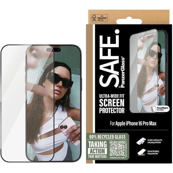 SAFE. by PanzerGlass Screen Black Frame iPhone 16 Pro Max UWF