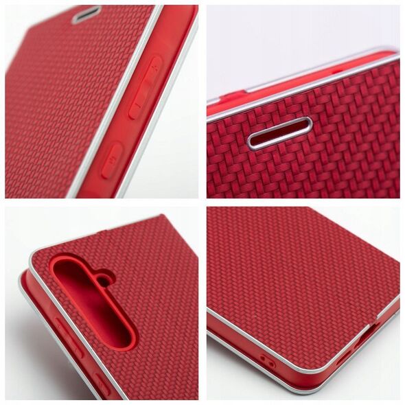 Θήκη LUNA Book Carbon για SAMSUNG S25 κόκκινο