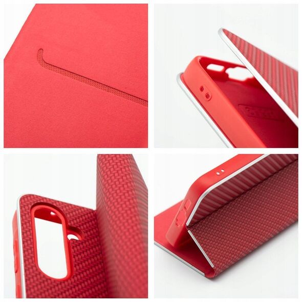 Θήκη LUNA Book Carbon για SAMSUNG S25 κόκκινο