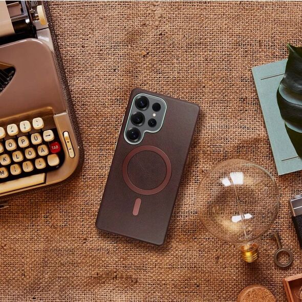 Θήκη GENTLEMAN MAG COVER συμβατή με MagSafe για SAMSUNG S25 ULTRA καφέ