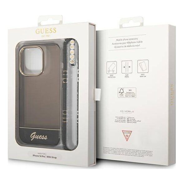 Guess Etui Guess GUHCP14LHGCOHK Apple iPhone 14 Pro czarny/black hardcase Translucent Pearl Strap