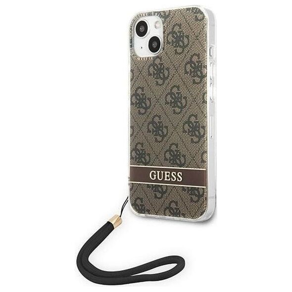 Guess Etui Guess do iPhone 14 Plus 6,7" brązowy/brown hardcase 4G Print Strap