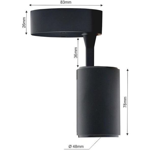 LED spotlight TOPE TELA, 3000 K, 7 W, 560 lm, black