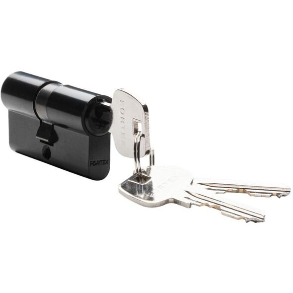 Κύλινδρος κλειδώματος FORTEX 4E, 30 x 30 mm, 3 κλειδιά, μαύρο.