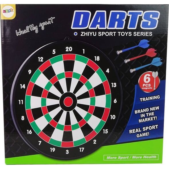 LeanToys Tarcza Dart z Rzutkami Magnetycznymi 6 Sztuk