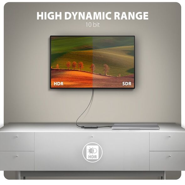 AXAGON RVC-HI8KPD, USB-C -> HDMI 2.1 konwerter / adapter, 8K/60Hz, 4K/144Hz, HDR10+, PD100W