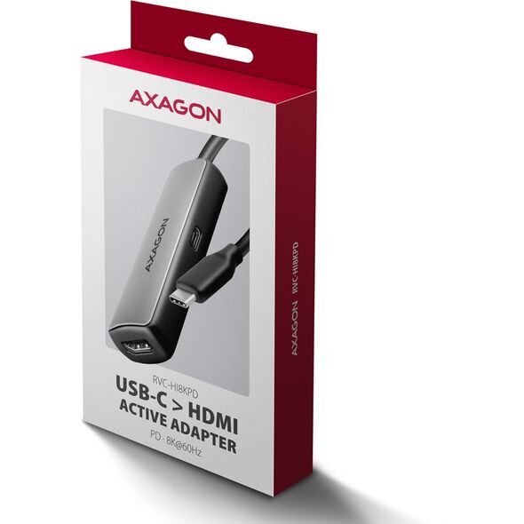 AXAGON RVC-HI8KPD, USB-C -> HDMI 2.1 konwerter / adapter, 8K/60Hz, 4K/144Hz, HDR10+, PD100W