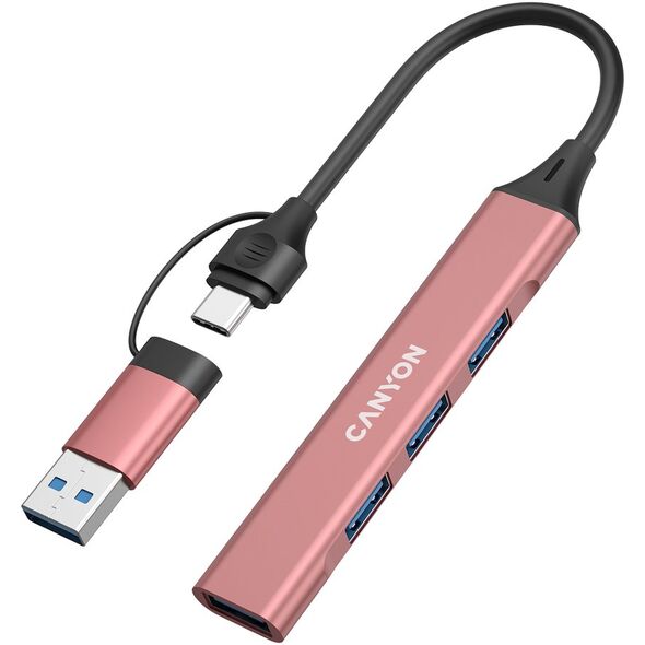 CANYON HUB DS-02 4 σε 1 USB-A/C Ροζ