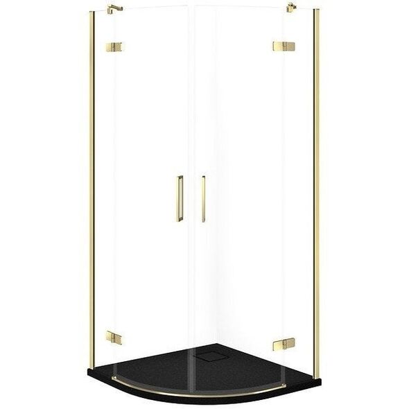 Σετ C611 καμπίνα City Półokr χρυσή 80x80x195+Tako Slim μαύρο ματ Wir