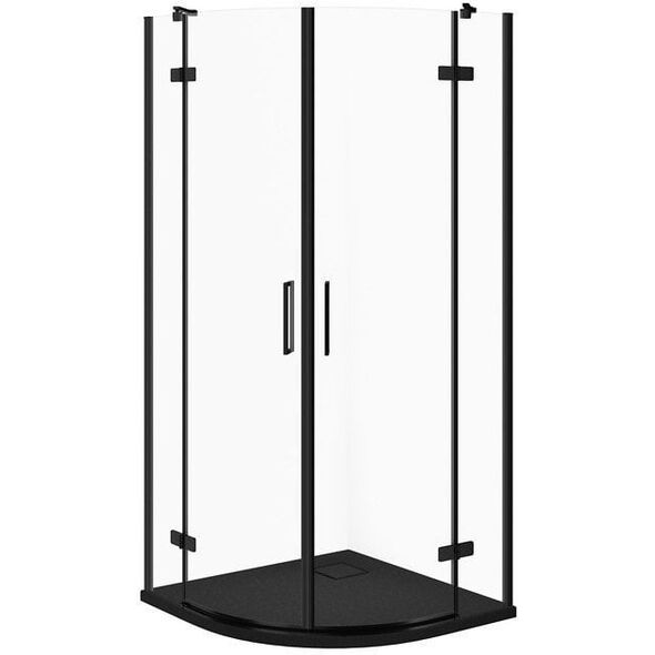 Σετ C631 Καμπίνα City Πόλοκρ Μαύρη 90x90x195+Tako Slim Μαύρο Ματ Wir