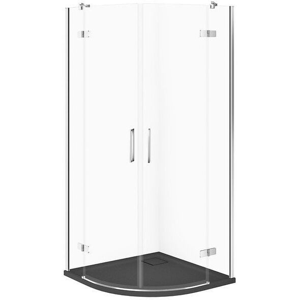 Σετ C626 καμπίνα City ημικυκλική χρώμιο 90x90x195+Tako Slim γκρι ματ Wir