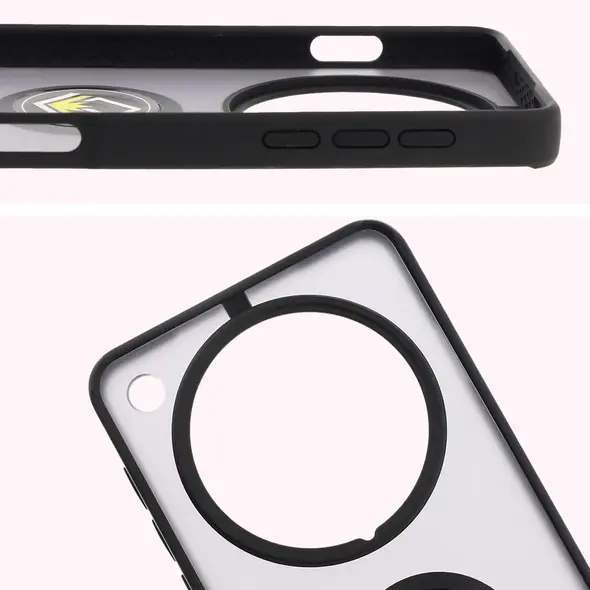 Etui z uchwytem na palec Bizon Case Hybrid Ring do Oppo Find X8 Pro przydymione z czarną ramką