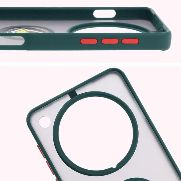 Etui z uchwytem na palec Bizon Case Hybrid Ring do Oppo Find X8 Pro przydymione z ciemnozieloną ramką