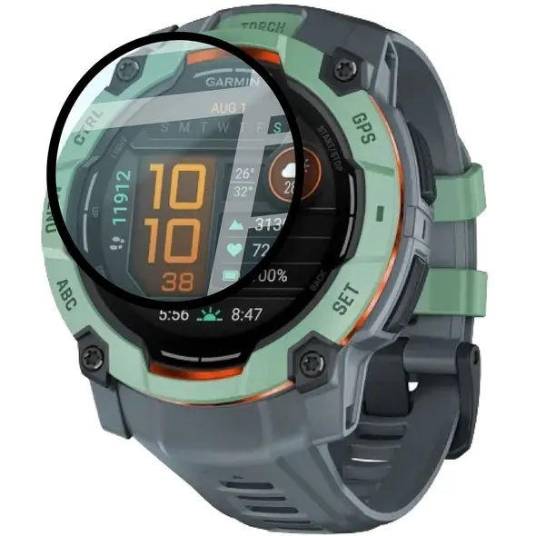 Szkło hybrydowe Bizon Glass Watch Edge Hybrid dla Garmin Instinct 3 45mm czarne