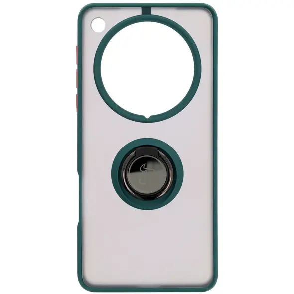 Etui z uchwytem na palec Bizon Case Hybrid Ring do Oppo Find X8 Pro przydymione z ciemnozieloną ramką
