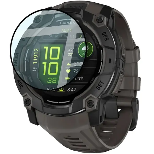 Szkło hybrydowe Bizon Glass Watch Edge Hybrid dla Garmin Instinct 3 50 mm czarne