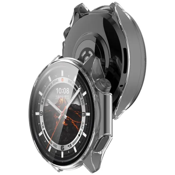 Etui ze szkłem do zegarka Bizon Case+Glass Watch do OnePlus Watch 3 / Oppo Watch X2 przezroczyste
