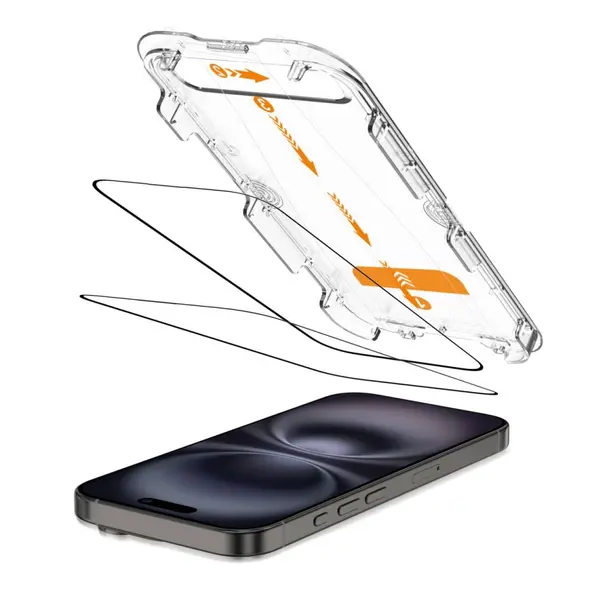 Szkło hartowane Tech-Protect Quick Set+ Apple iPhone 15 / 16 Black [2 PACK]