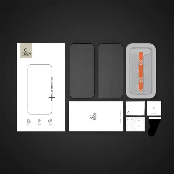 Szkło hartowane Tech-Protect Quick Set+ Apple iPhone 15 / 16 Black [2 PACK]