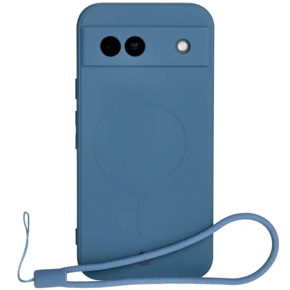 Silikonowe etui z pierścieniem magnetycznym Bizon Case Silicone Magnetic Sq do Google Pixel 8a granatowe