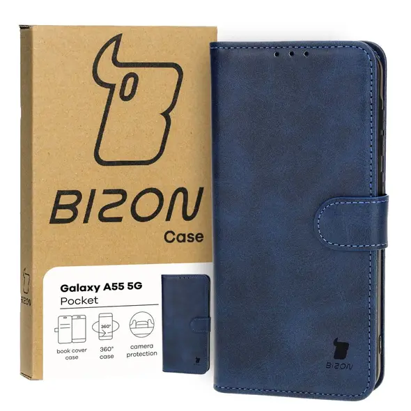 Etui z klapką Bizon Case Pocket do Samsung Galaxy A55 5G granatowe