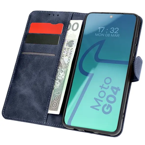 Etui z klapką Bizon Case Pocket do Motorola Moto G04 / G24 granatowe