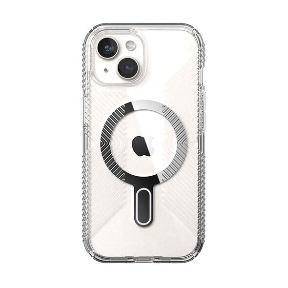 Etui Speck Presidio Perfect-Clear Grip ClickLock MagSafe Apple iPhone 15 (Clear/Chrome Finish/Serene Silver)