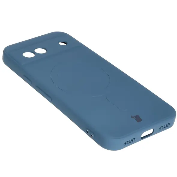 Silikonowe etui z pierścieniem magnetycznym Bizon Case Silicone Magnetic Sq do Google Pixel 8a granatowe
