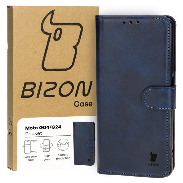 Etui z klapką Bizon Case Pocket do Motorola Moto G04 / G24 granatowe
