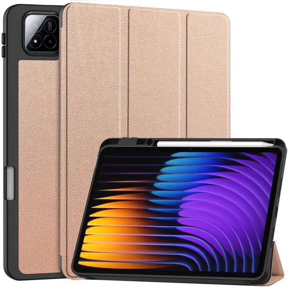 Etui z klapką Bizon Case Tab Lizard do Xiaomi Pad 7 / 7 Pro różowozłote
