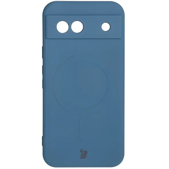 Silikonowe etui z pierścieniem magnetycznym Bizon Case Silicone Magnetic Sq do Google Pixel 8a granatowe
