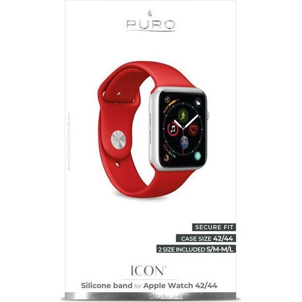 Puro PURO ICON Apple Watch Band - Elastyczny pasek sportowy do Apple Watch 42 / 44 mm (S/M & M/L) (Czerwony)