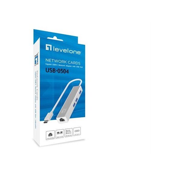 LevelOne Adapter USB-C -> GBit-LAN + USB3.0-Hub one size