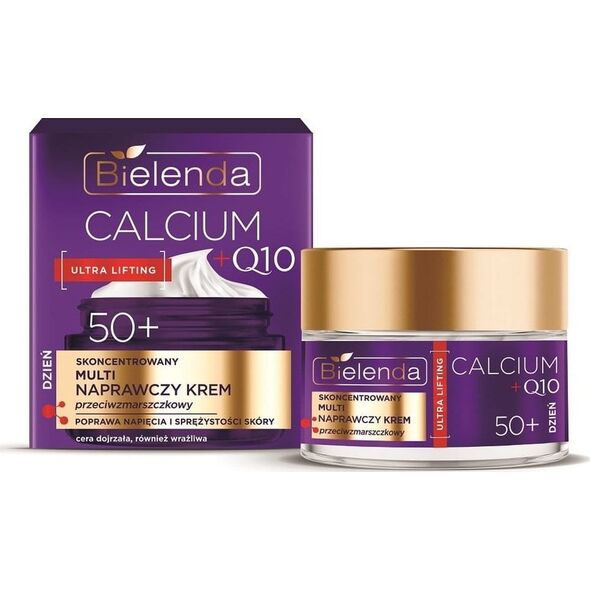 Bielenda Calcium + Q10 Skoncentrowany Multi Naprawczy Krem Przeciwzmarszczkowy Na Dzień 50+ 50Ml