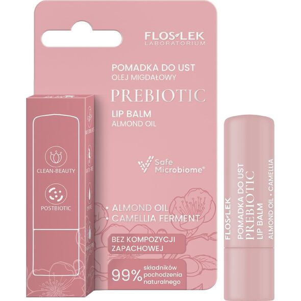 Floslek FLOSLEK Prebiotic Lip Care Prebiotyczna pomadka do ust olej migdałowy 4 g