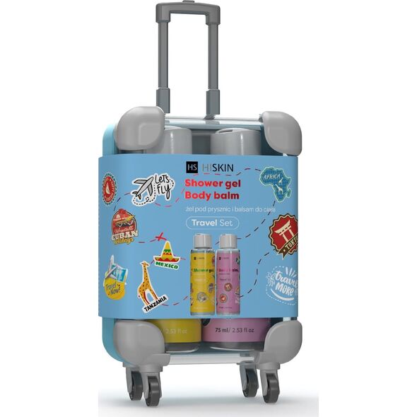 HiSkin HISKIN Travel Size Zestaw w walizce - żel pod prysznic i balsam do ciała 2x75 ml