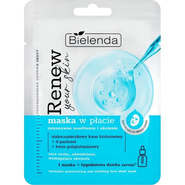 Bielenda BIELENDA Renew Your Skin Maska w płacie - intensywne nawilżenie i ukojenie 17 g