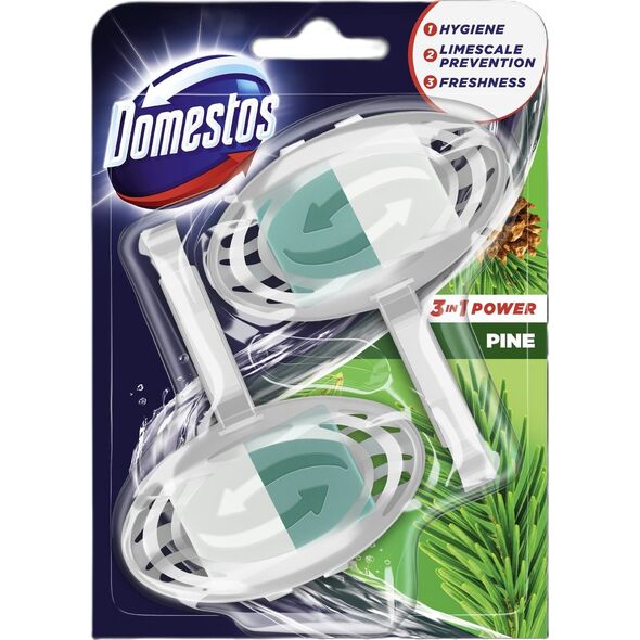 Unilever DOMESTOS Power Pine Duo Kostka zapachowa do WC z koszykiem 3w1 1 op. - 2 x 35 g