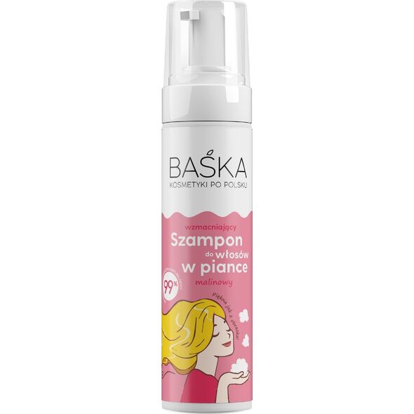 Solverx BAŚKA Szampon do włosów wzmacniający w piance - malinowy 200 ml