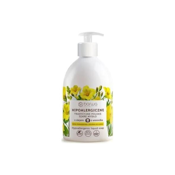 Barwa Hipoalergiczne Tradycyjne Polskie Szare Mydło w płynie Wiesiołek 450ml