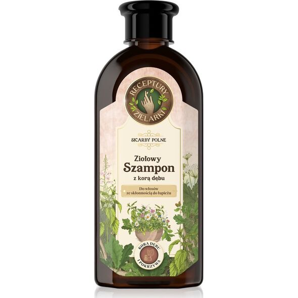 Receptury Zielarki Skarby Polne ziołowy szampon z korą dębu do włosów ze skłonnością do łupieżu 350ml