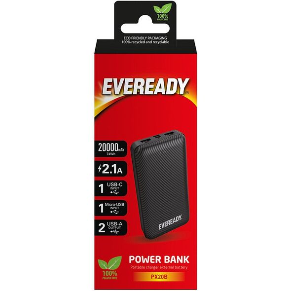 Eveready PX20B - Powerbank 20000 mAh 2x USB-A (Czarny)