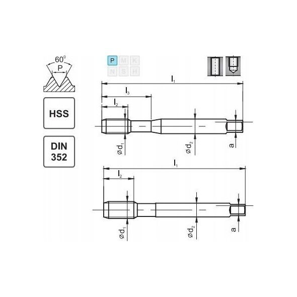 Fanar GWINTOWNIK M22 NGMM/1 DIN-352D (6H) HSS - E1-131001-0220