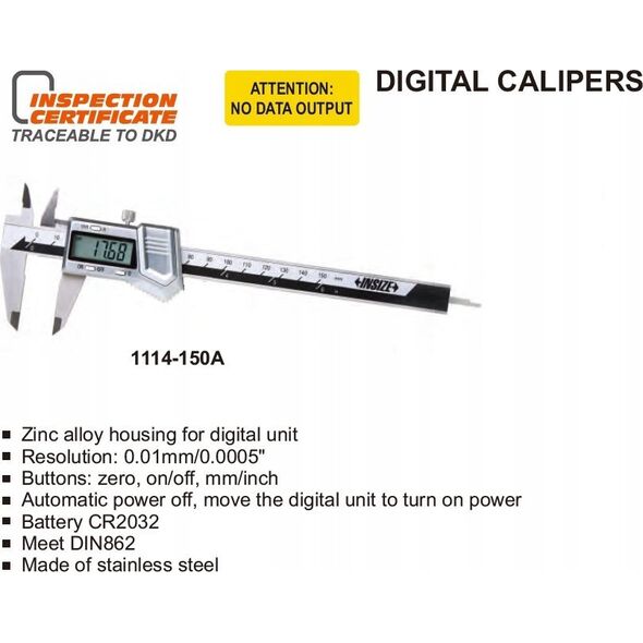 Insize SUWMIARKA  150 CYFR.   6 SQ ETUI Z CYNKU /CERT.