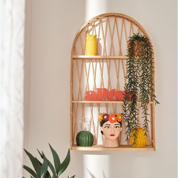 Półka wisząca półowalna rattan, MDF Anahi 74x45 cm