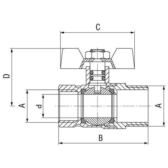 Ferro Zawór kulowy nakrętno-wkrętny 1/2" KMS11