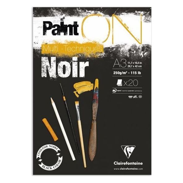 Clairefontaine Clairefontaine blok klejony Paint On Black, A3 20ark. 250g /2 uniw
