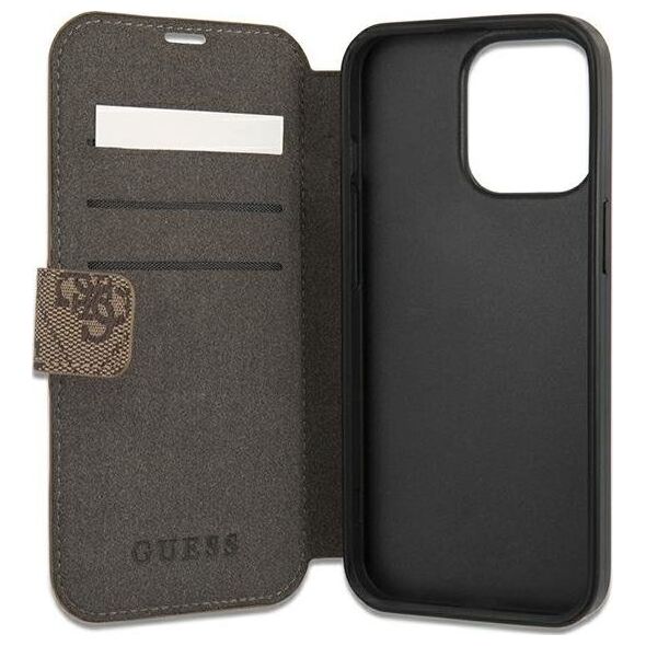 Guess Guess GUBKP13L4GDBR iPhone 13 Pro / 13 6,1" brązowy/brown book 4G Stripe